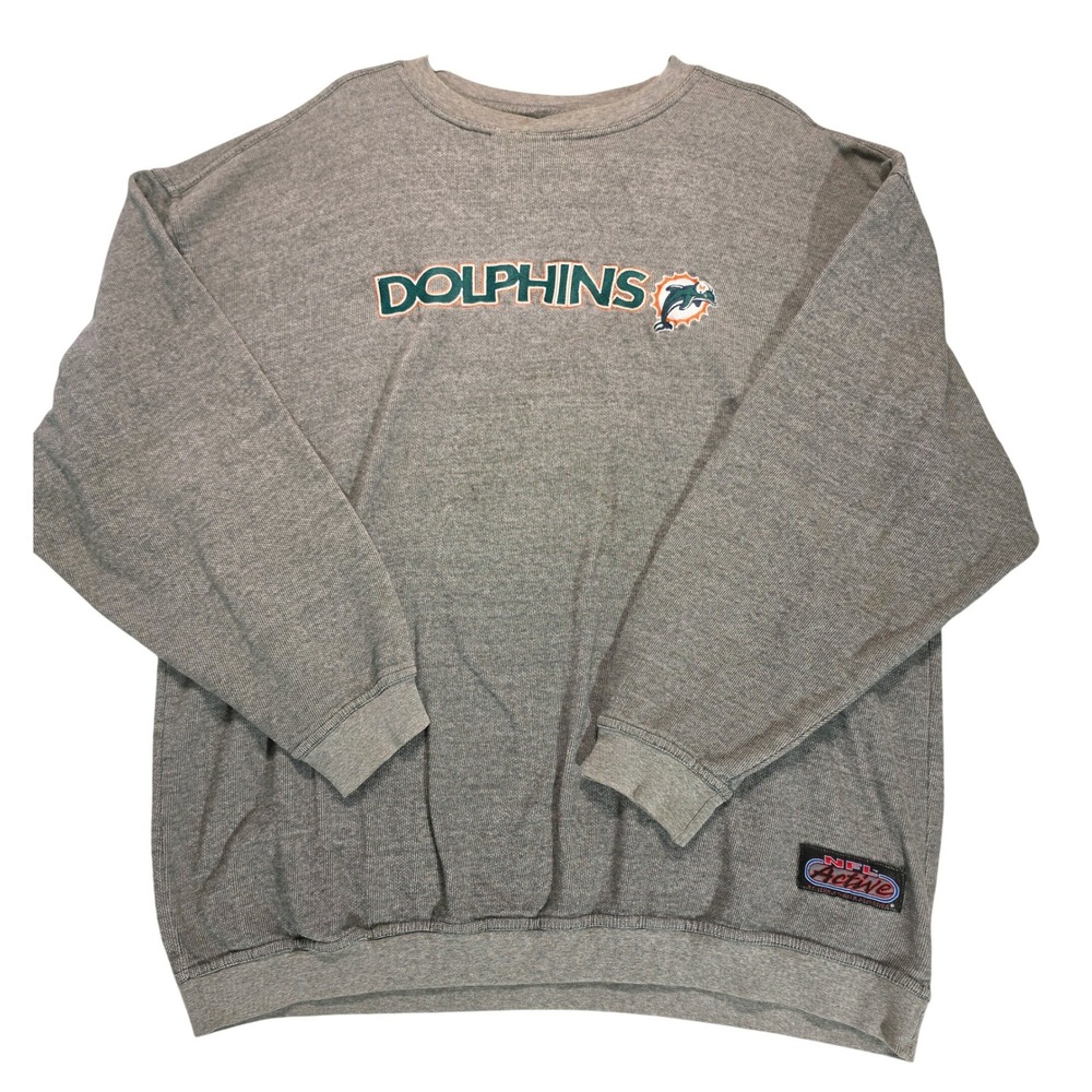 Vintage NFL Active Miami Dolphins Sweatshirt Mens XL Gray‎ Embroidered Crewneck